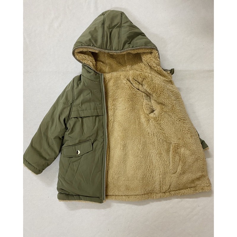 Xả lỗ Áo khoác parka lót lông Kiabi dư xịn