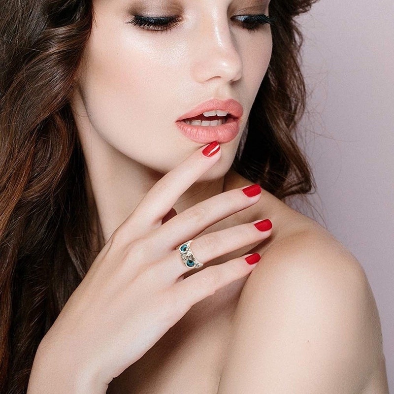 Nhẫn Đeo Tay Kim Loại Tạo Hình Lông Mày Vintage Cho Cặp Đôi