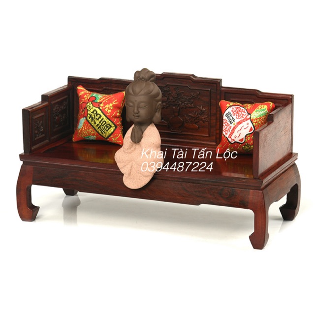 Ghế dài , trường kỷ La Hán , giường chạm khắc bằng gỗ mini trang trí