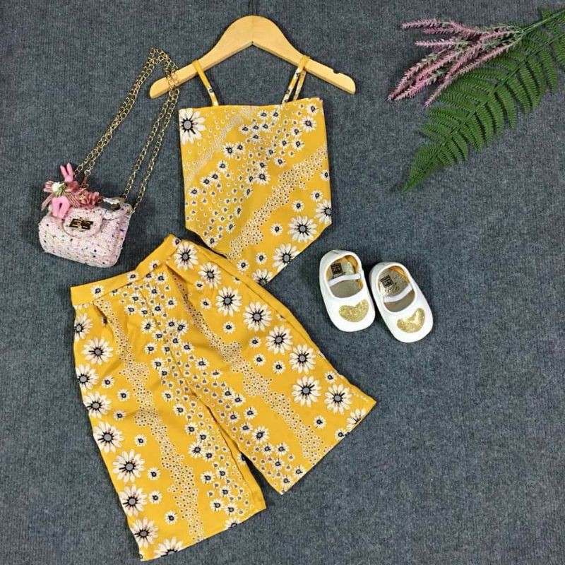 [FREESHIP ĐƠN 50K],[ẢNH THẬT] Bộ Đồ Lụa Mặc Nhà Cho Bé Hoa Cúc Xinh Xắn Hàng Thiết Kế Minmi's Baby Kids SB008