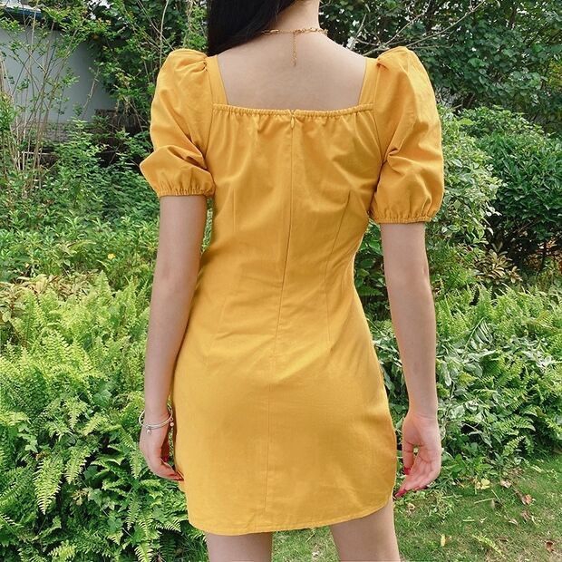 Đầm Tay Phồng Cổ Vuông Phối Nơ Xinh Xắn Theo Phong Cách Pháp | BigBuy360 - bigbuy360.vn