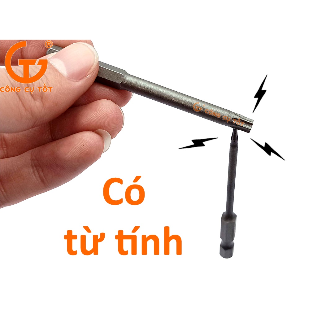 Bộ 11 đầu bắt vít hình sao lỗ dài 75mm T6-T40