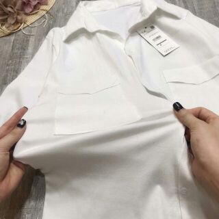 ÁO SƠ MI TRẮNG TÚI HỘP CỔ ĐỨC
