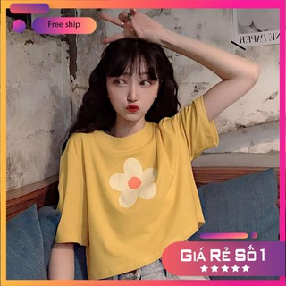 Áo Croptop 🍓FREESHIP EXTRA🍓 Áo Crop From Rộng Tay Lỡ Hoa Nhí Hướng Dương