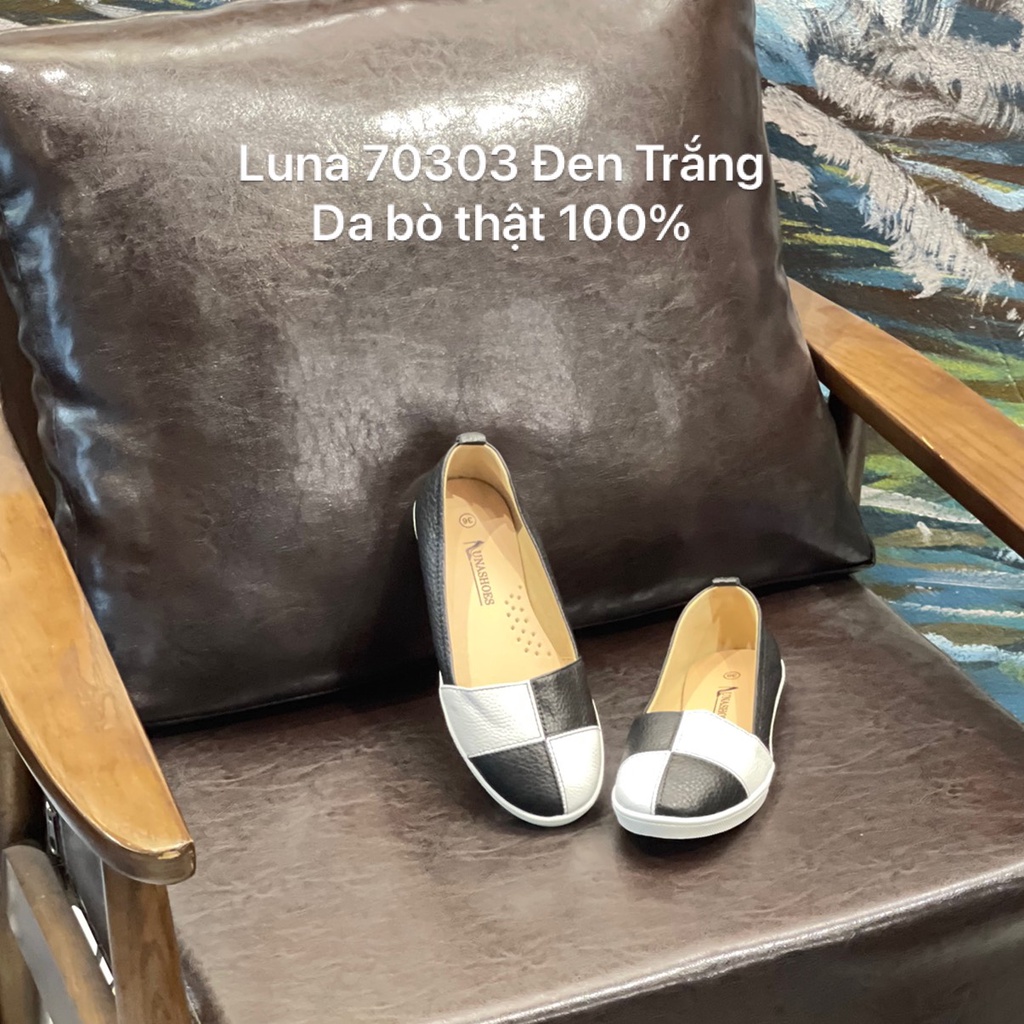 Giày bệt nữ da bò thật 100% và bảo hành 2 năm 1 đổi 1 LUNASHOES 70303 dễ phối đồ giầy lười slip on
