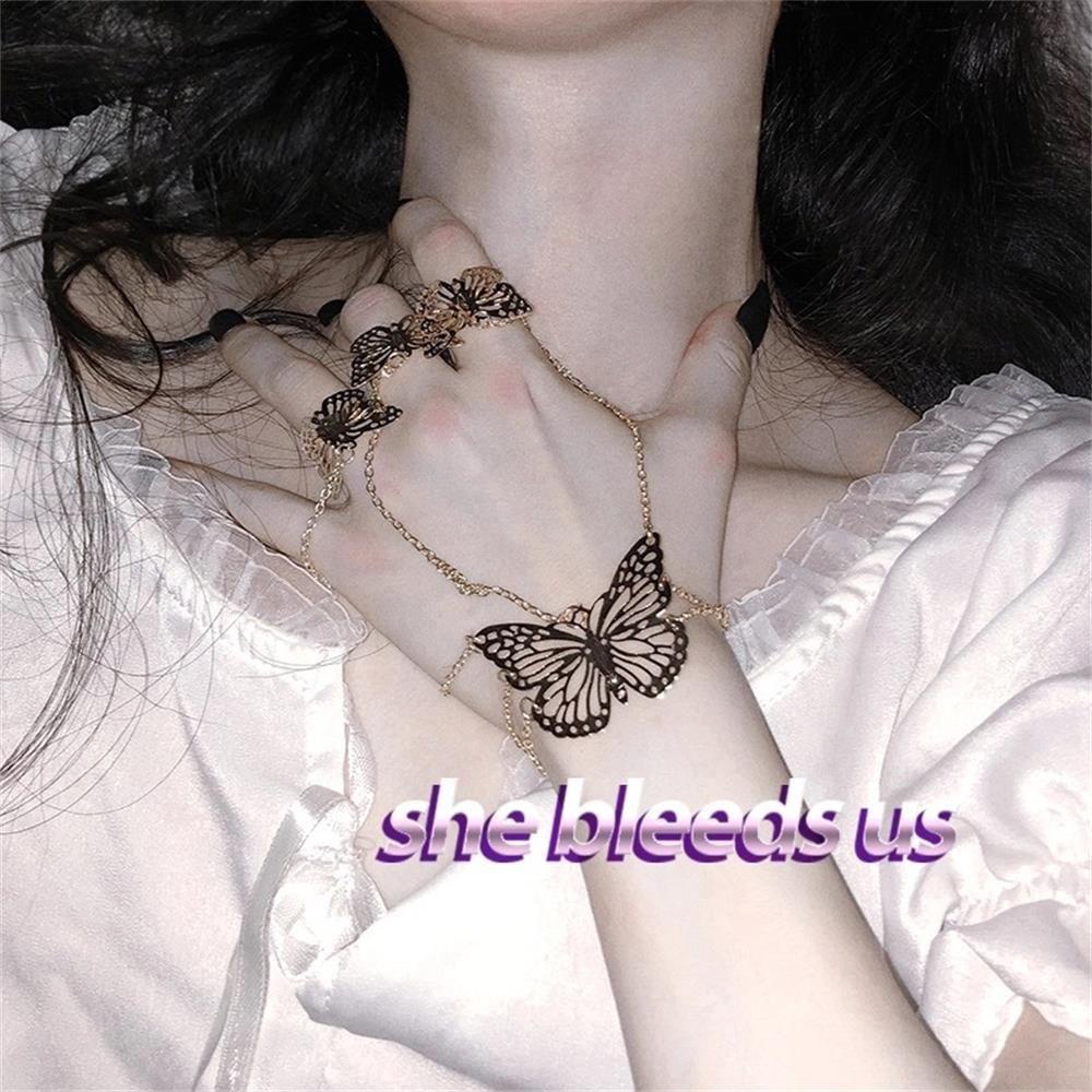 Nhẫn Hình Bướm Nhiều Lớp Phong Cách Harajuku Thời Trang