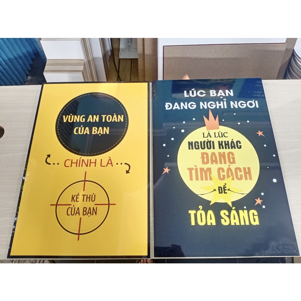 Tranh Laminate Bóng Gương - Tranh Treo Tường Trang Trí Văn Phòng Slogan Tạo Động Lực 7 - Tặng Kèm Đinh Đa Năng