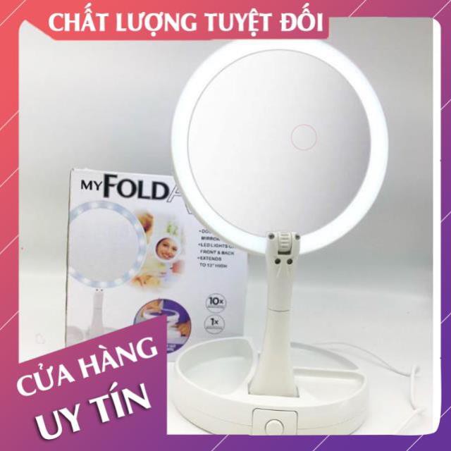 [FreeShip – Hàng loại 1] Gương trang điểm có đèn led 2 mặt gấp được tiện dụng - Lan Chi Mart