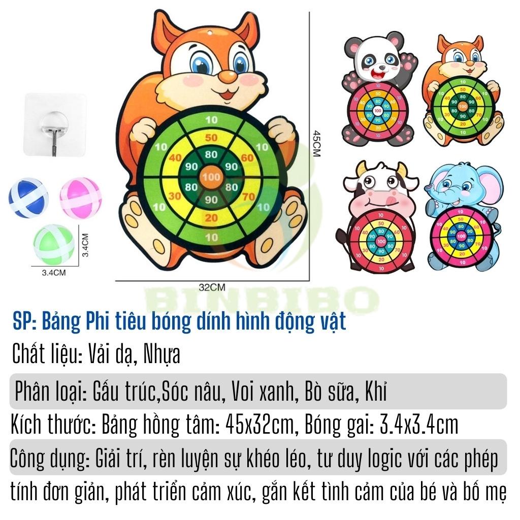 Ném bóng dính con vật ngộ nghĩnh bảng phi tiêu an toàn cho bé vui chơi