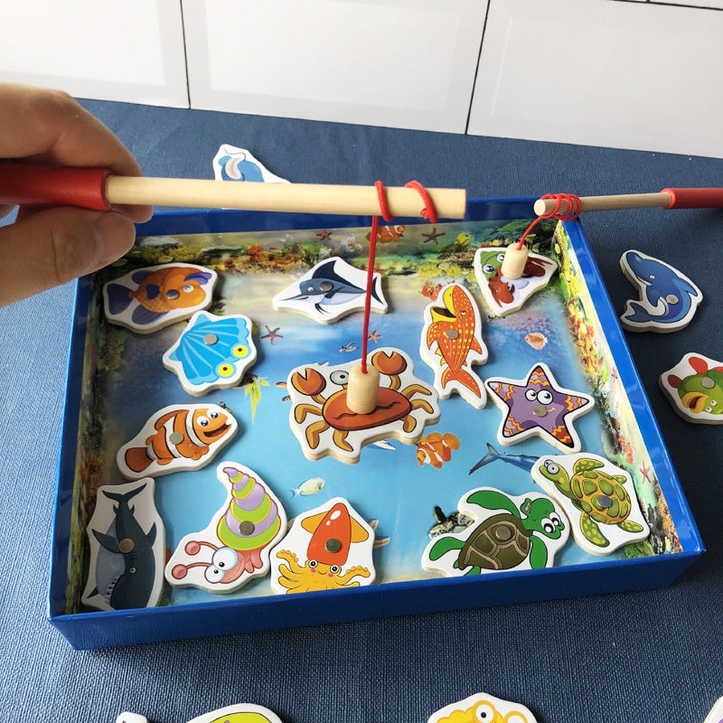 Đồ Chơi Gỗ Câu Cá Thông Minh 2 Cần Câu 32 Chi Tiết Hộp Giấy Cao Cấp Đồ Chơi Cho Bé - BỐ KHỦNG LONG