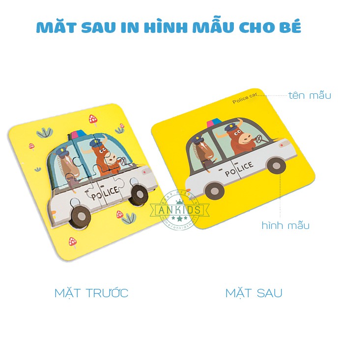 Tranh ghép hình 3D gỗ nổi in màu nhiều hình ngộ nghĩnh