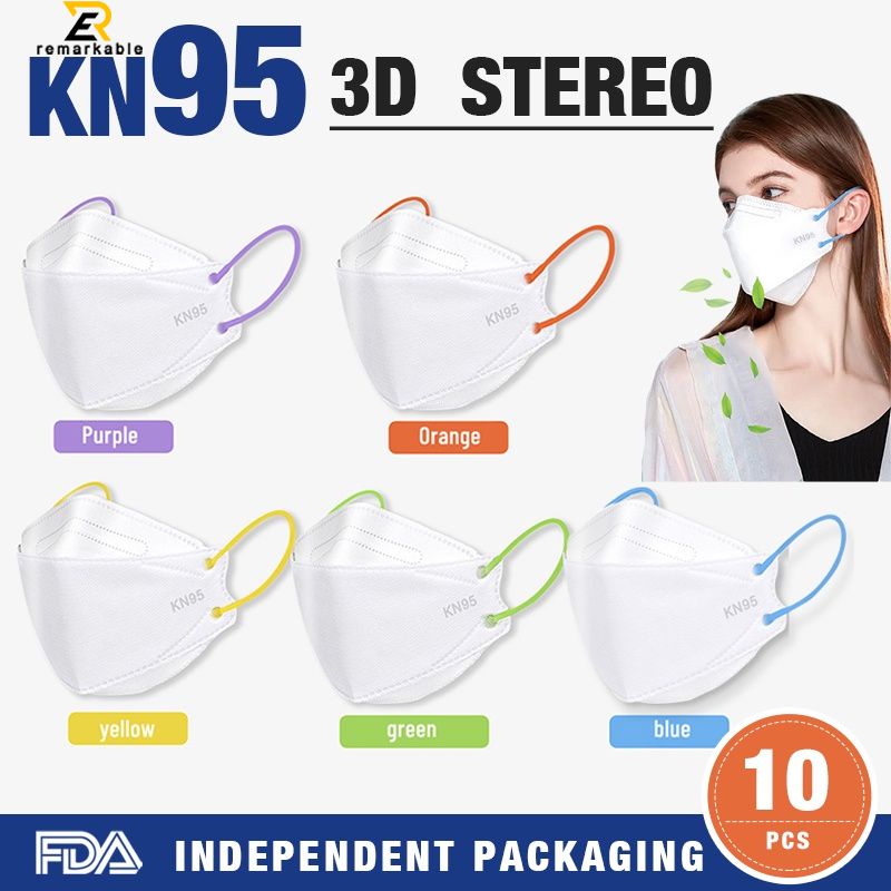 10pcs Adult 3D Stereo Mask Color Mask Rope Four Layers Protective Mask (Individual Packaging)