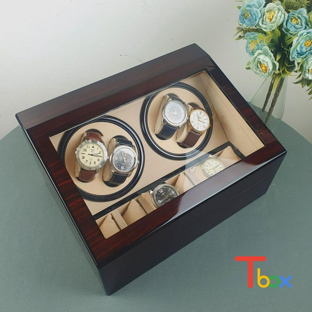 Hộp đựng đồng hồ cơ Automatic 4 xoay 6 trưng bày hộp xoay đồng hồ sử dụng Motor Mabuchi Nhật Bản bền chạy êm bằng gỗ