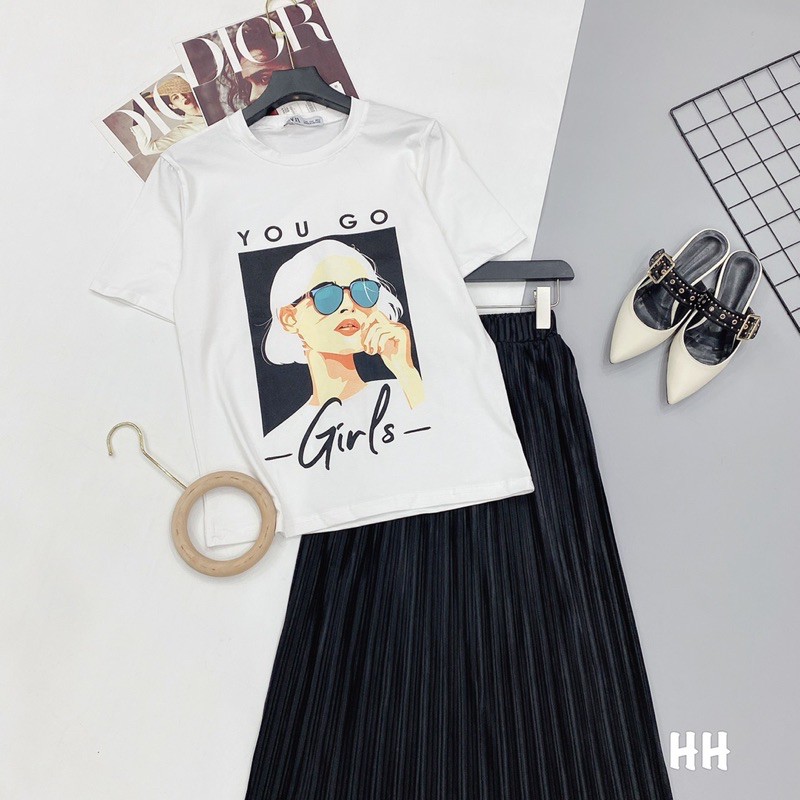 BỘ NỮ ÁO PHÔNG KÈM CHÂN VÁY XẾP LI | BigBuy360 - bigbuy360.vn