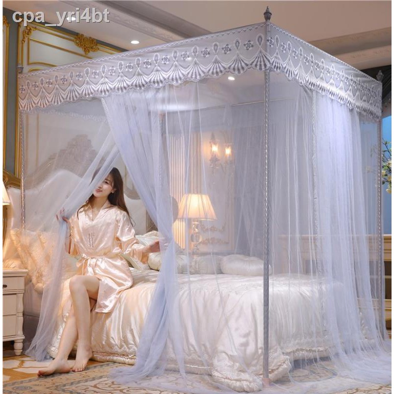 chăn gối văn phòng Gối & Nệm♙┋☈phòng ngủ tích hợp đèn chống muỗi 1,2 mét giường đôi màu tím thời trang và đẹp