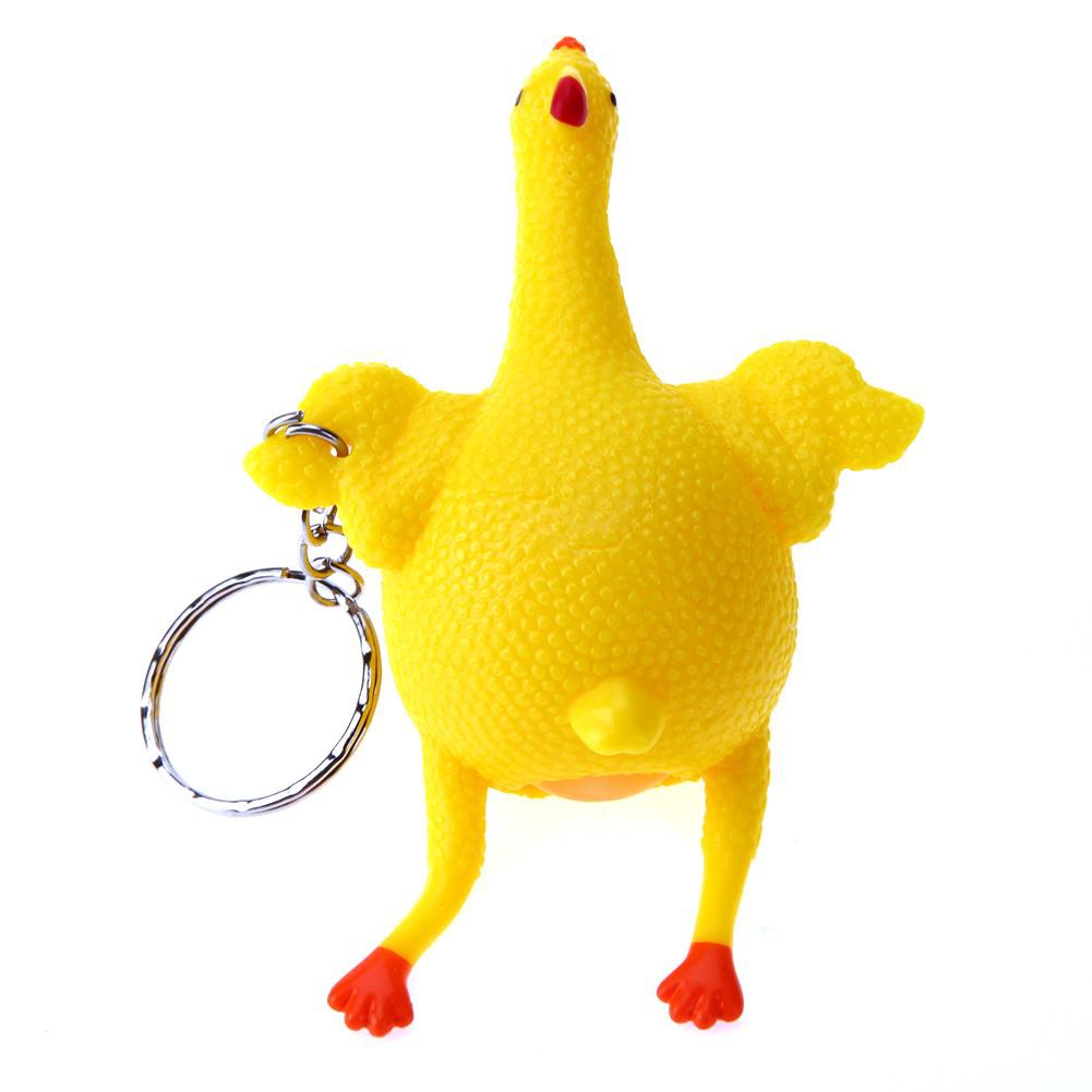 Đồ chơi bóp mềm hình gà đẻ trứng vui nhộn có móc chìa khóa