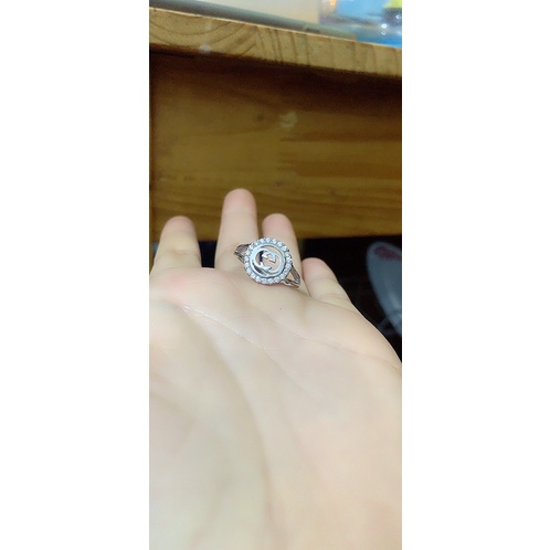 Nhẫn mặt tròn nạm đá nhỏ sành điệu bạc thật NGỌC MẬU