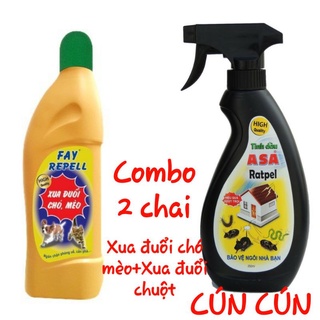 Combo 2 chai xua đuổi chó mèo fay repell+ xua đuổi chuột ratpel 400ml