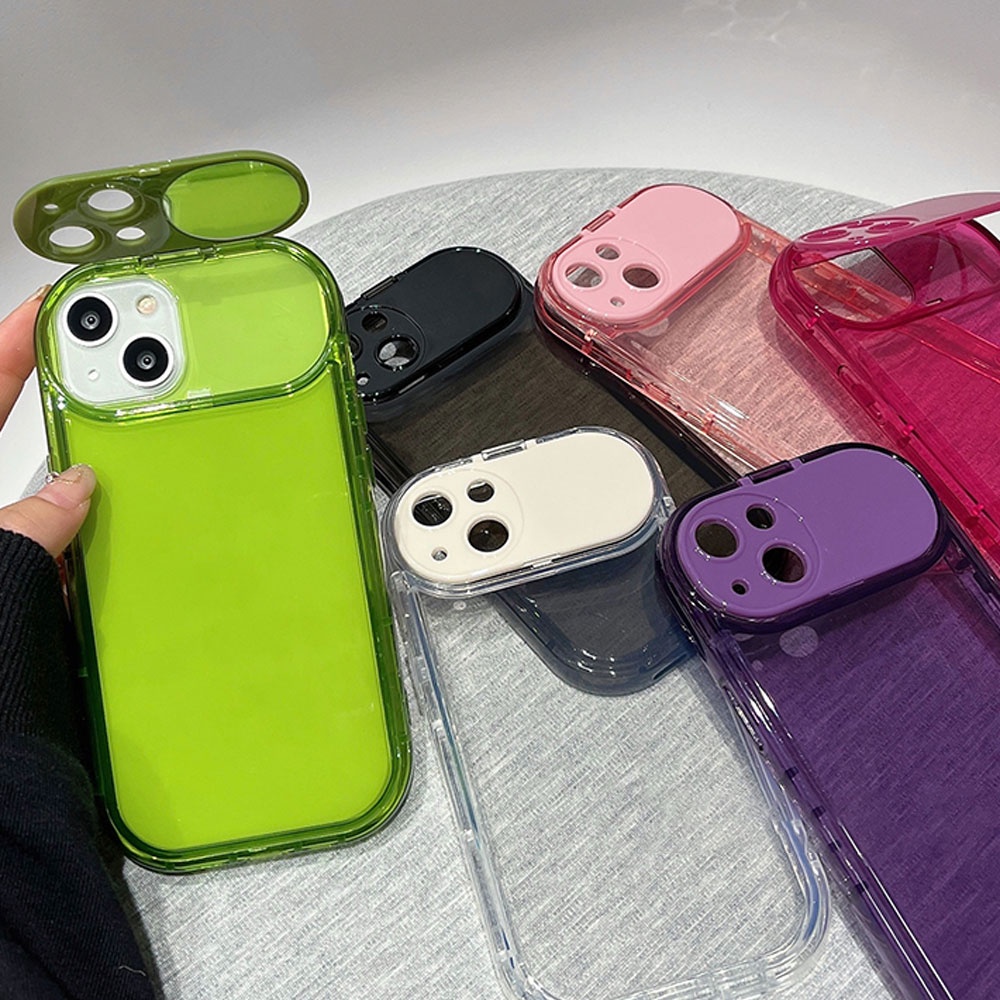 Cho Iphone 11 Ốp Điện Thoại Tpu Mềm Màu Trơn Tích Hợp Gương Trang Điểm Chống Rơi Cho Iphone 13 12 11 Pro Max
