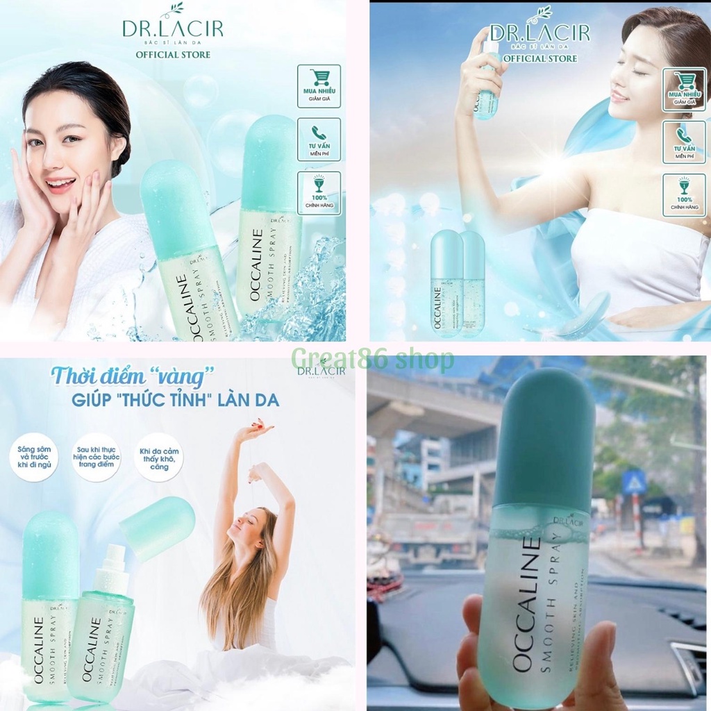 Xịt khoáng Dr Lacir Xịt dưỡng căng bóng tế bào gốc Occaline dưỡng ẩm dưỡng trắng giữ lớp make up giảm kích ứng da, 130ml