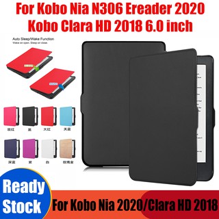 Dành cho kobo nia n306 ereader 2020 6.0inch bao da pu cho kobo clara hd 2018 e-book flip bảo vệ
