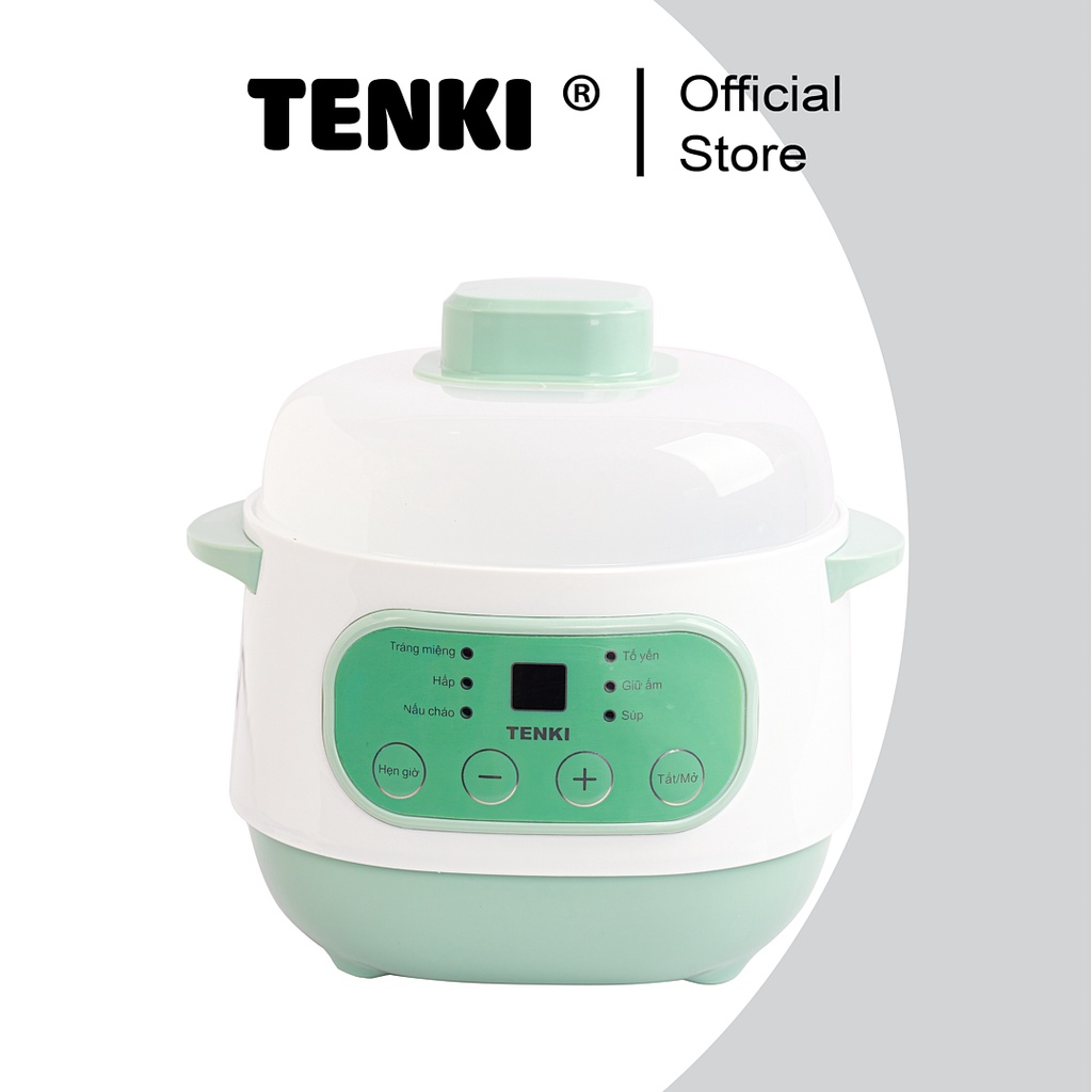 Nồi Nấu Chậm Cho Bé Ăn Dặm TENKI TI-1588, Nồi Nấu Cháo Chậm, Nồi Hầm Cách Thủy Đa Năng, Kho Cá Chậm 1L 6 Chế Độ Nấu