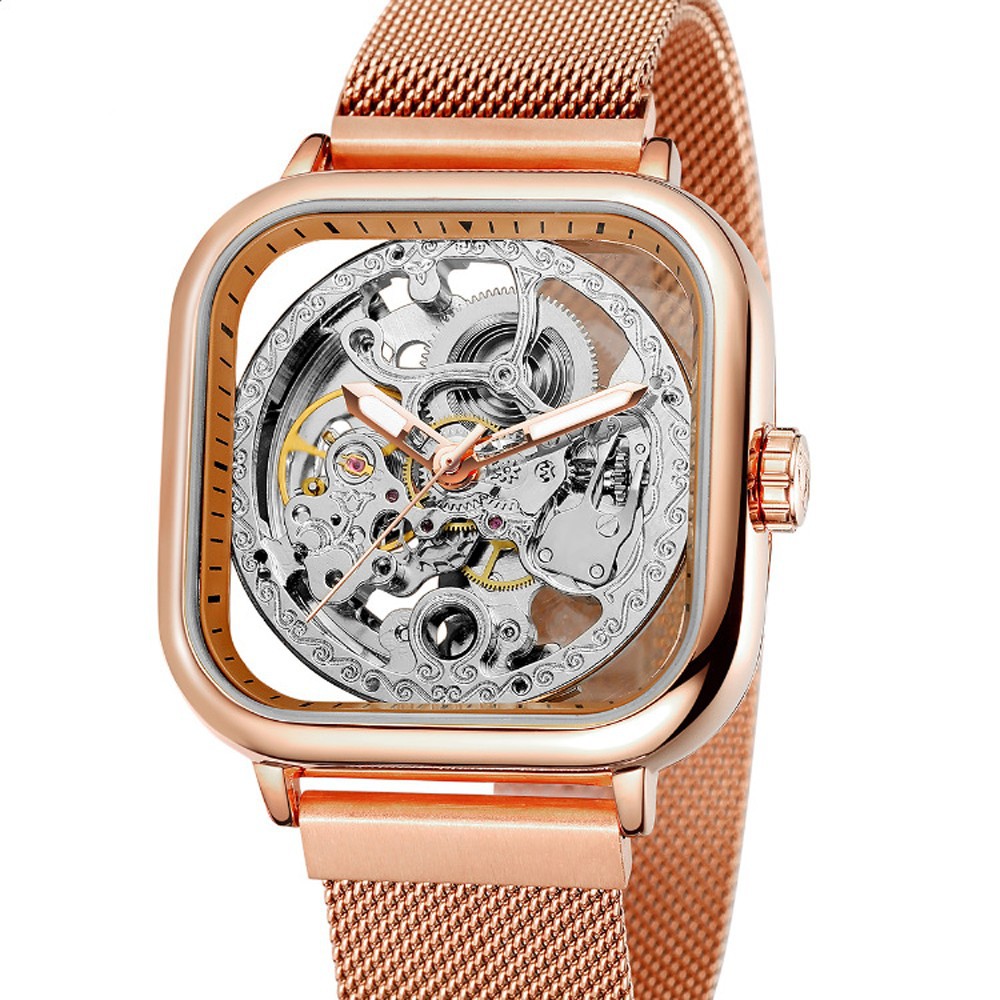 Đồng hồ cơ Forsining mặt số rỗng dây thép không gỉ cho nam | BigBuy360 - bigbuy360.vn