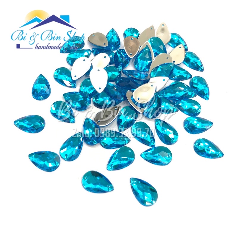 72 Viên Đá Kết Giọt Nước 11x18mm Đính Kết Trang Phục Thời Trang, Làm Phụ Kiện Handmade