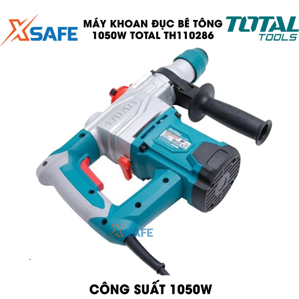 Máy khoan đục bê tông 1050W TOTAL TH110286 Kèm 3 mũi khoan gài và 2 mũi đục Máy khoan đục cầm tay bảo hành chính hãng