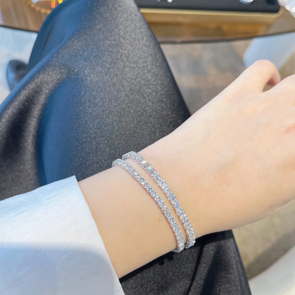 Vòng tay Titan Hạt Đính Đá Tennis Bracelet Nam Nữ Không Gỉ Kèm hộp