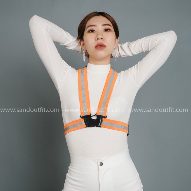 Đai Yếm Bấm Phản Quang đủ màu: Hồng neon, Xanh neon, Cam neon