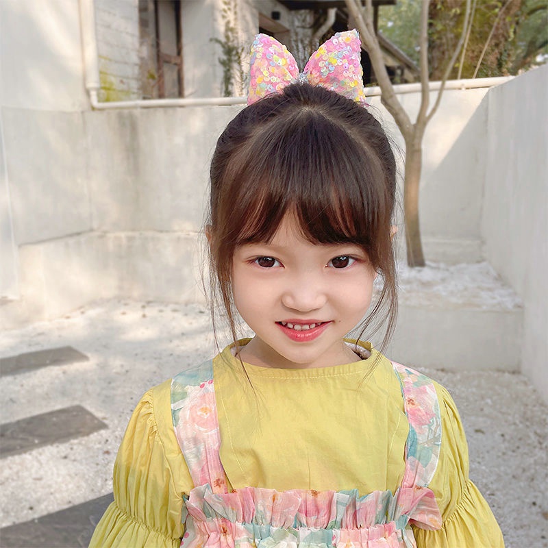 Kẹp Tóc Hình Nơ Đính Kim Sa Nhiều Màu Sắc Thời Trang Cho Bé Gái