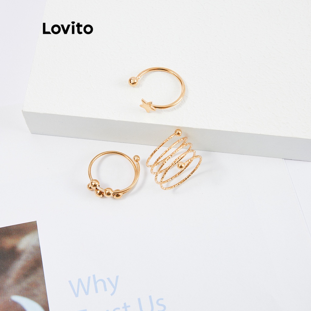 Lovito Nhẫn Kim Loại Ngôi Sao Thường L26LD132 (Vàng)