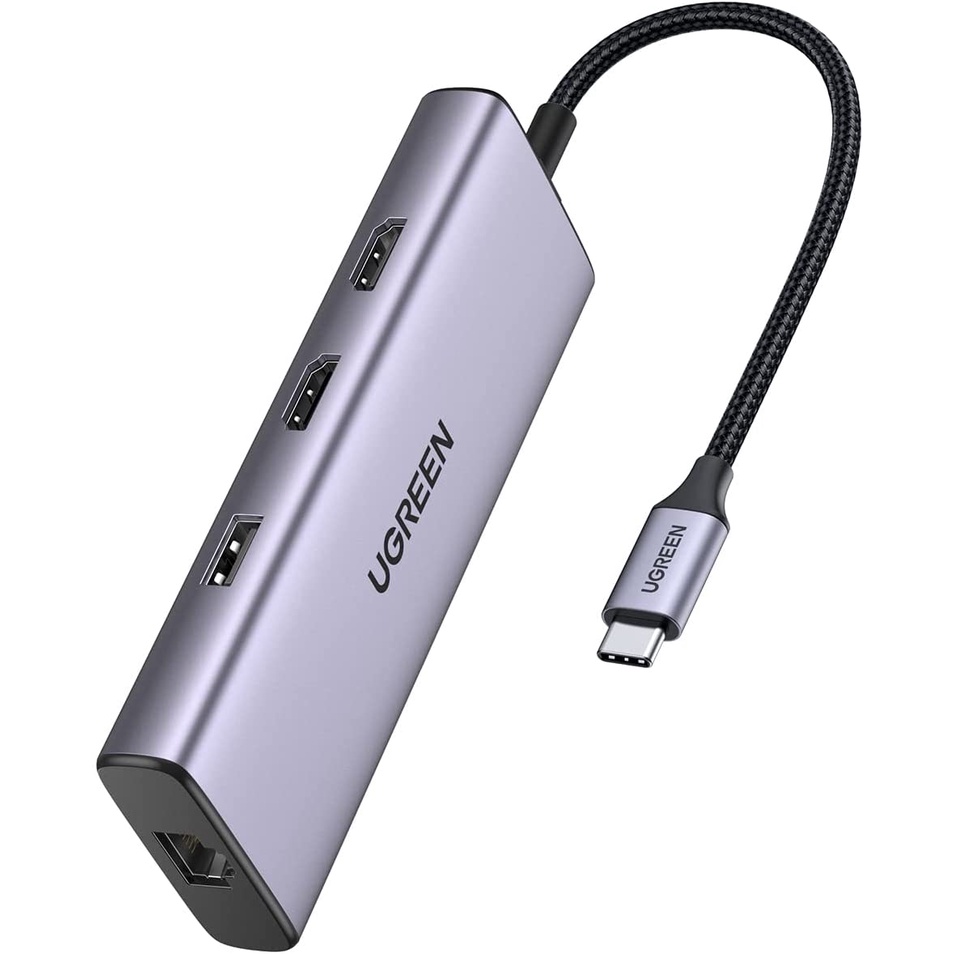 USB Type C ra 2 HDMI 4K@60Hz Hub 9 in 1 Cao Cấp Ugreen 90119 CM490 Chính Hãng