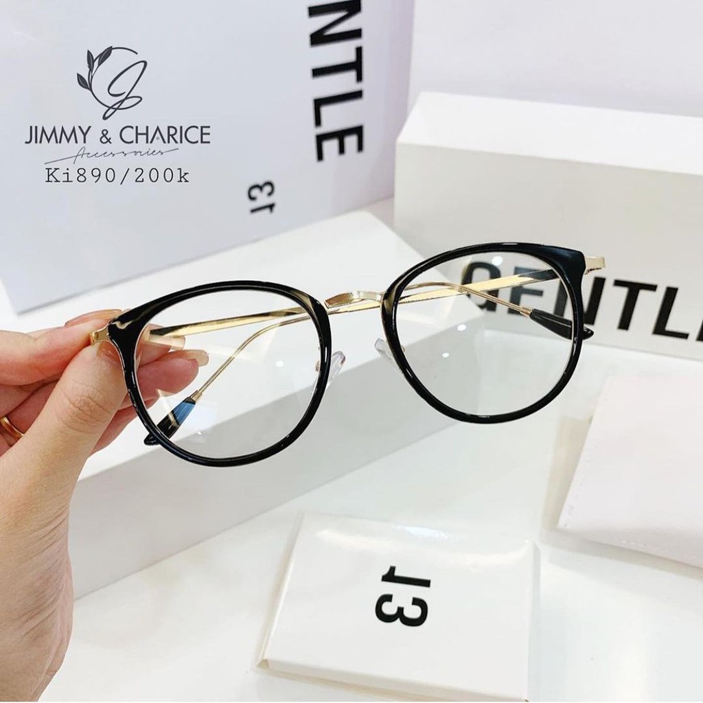 Kính giả cận thời trang nam nữ Hàn Quốc, mắt kính tròn không độ chống ánh sáng xanh đẹp giá rẻ LUMINA 014