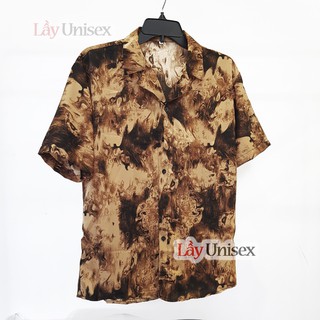 Sơ mi lụa cổ vest màu loang