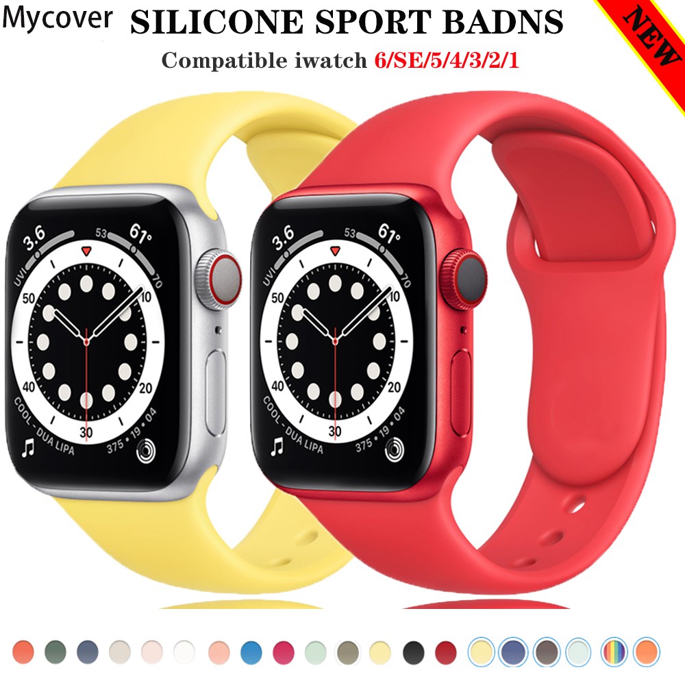 Dây Đeo Silicon Nhiều Màu Cho Đồng Hồ Thông Minh Apple Watch 38mm 42mm 44mm 40mm Iwatch Series 6 SE 5 4 3 2 1
