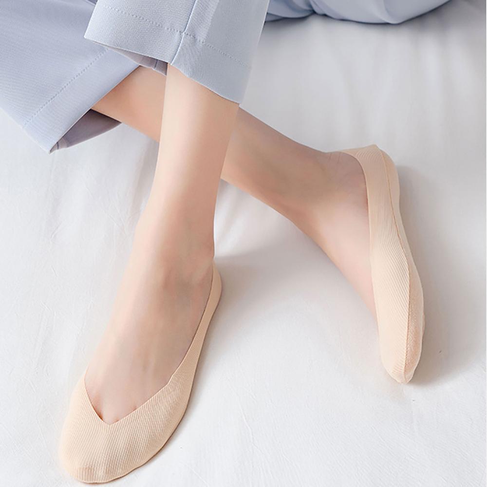 Vớ Cotton Vô Hình Chống Trượt Thoáng Khí Họa Tiết Sọc Ngang Phong Cách Hàn Quốc Cho Nữ