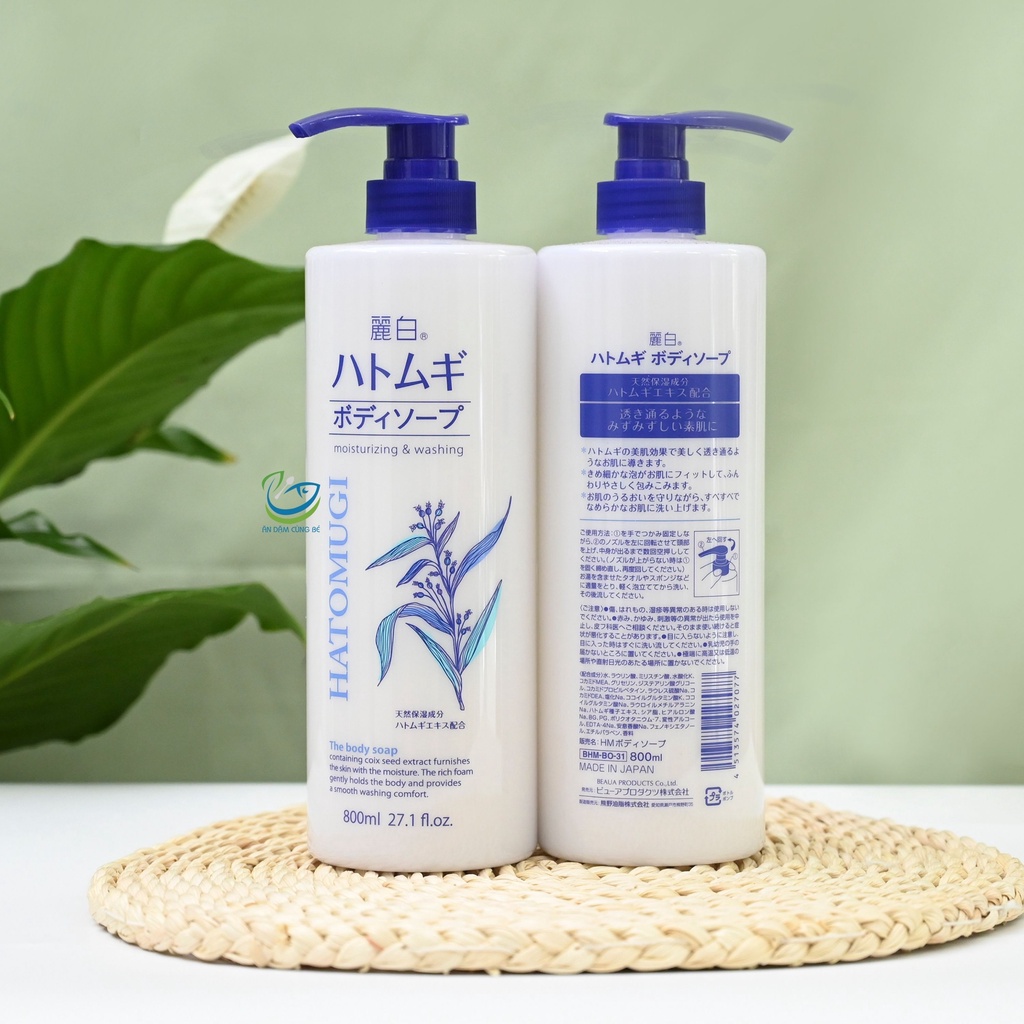 Sữa tắm dưỡng ẩm trắng da ý dĩ HATOMUGI 800ml Nhật Bản chính hãng 27077