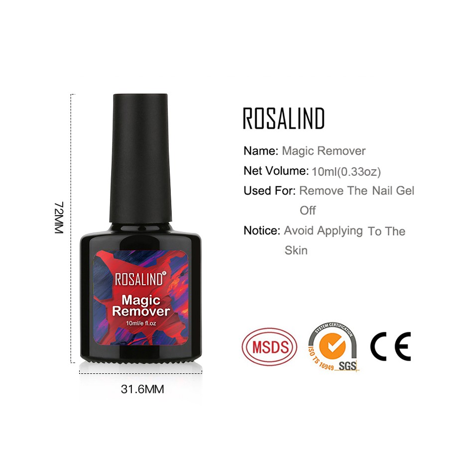 [Hàng mới về] Chai 10ml nước tẩy màu sơn trang trí móng tay Rosalind chất lượng cao