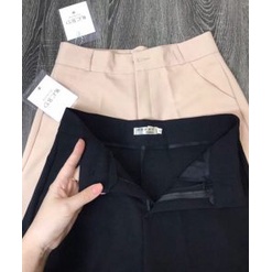Khuy Giữa Quần Ống Rộng, Quần Ống Suông Lưng Cao Vải Tuyết Mưa có big size 89Kg