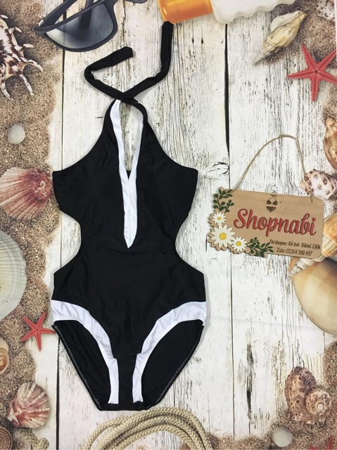 [Siêu Sale] Đồ bơi bikini 1 mảnh đen viền trắng - Belle Store | BigBuy360 - bigbuy360.vn