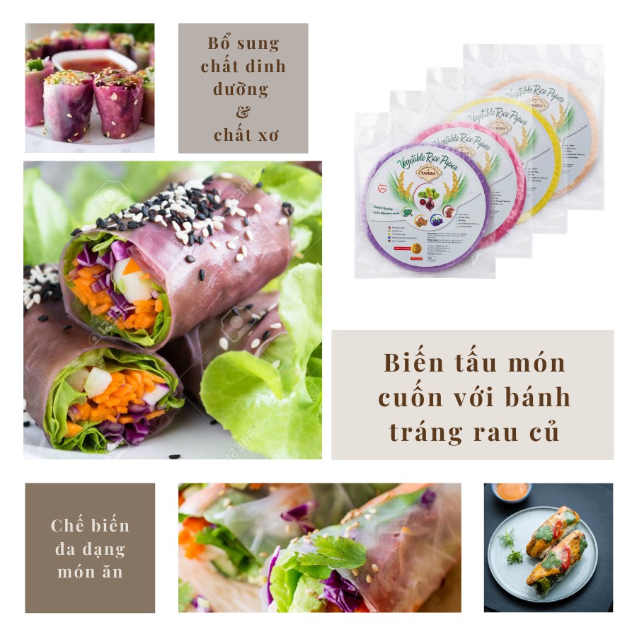 Bánh tráng cuốn rau củ siêu dẻo, bổ sung chất dinh dưỡng, làm bánh tráng chả giò, gỏi cuốn, an toàn VSTP