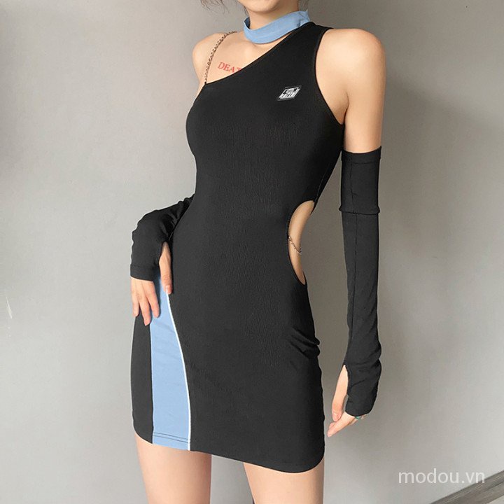 Đầm cotton ngắn tay màu sắc thời trang cho nữ