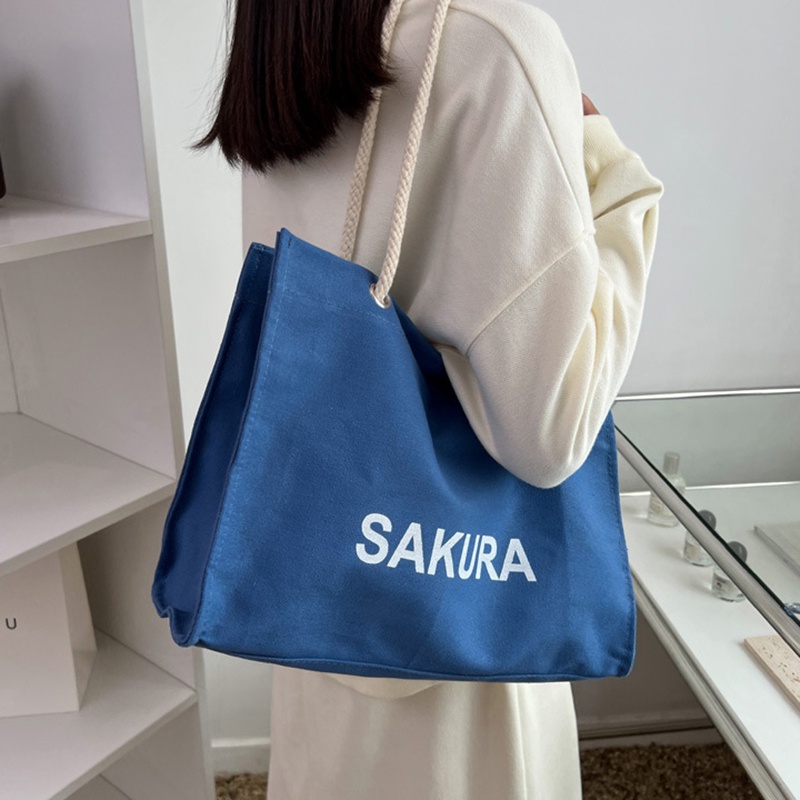 IELGY Túi Đeo Vai Vải canvas In Chữ Phong Cách Hàn Quốc Thời Trang Cho Nữ