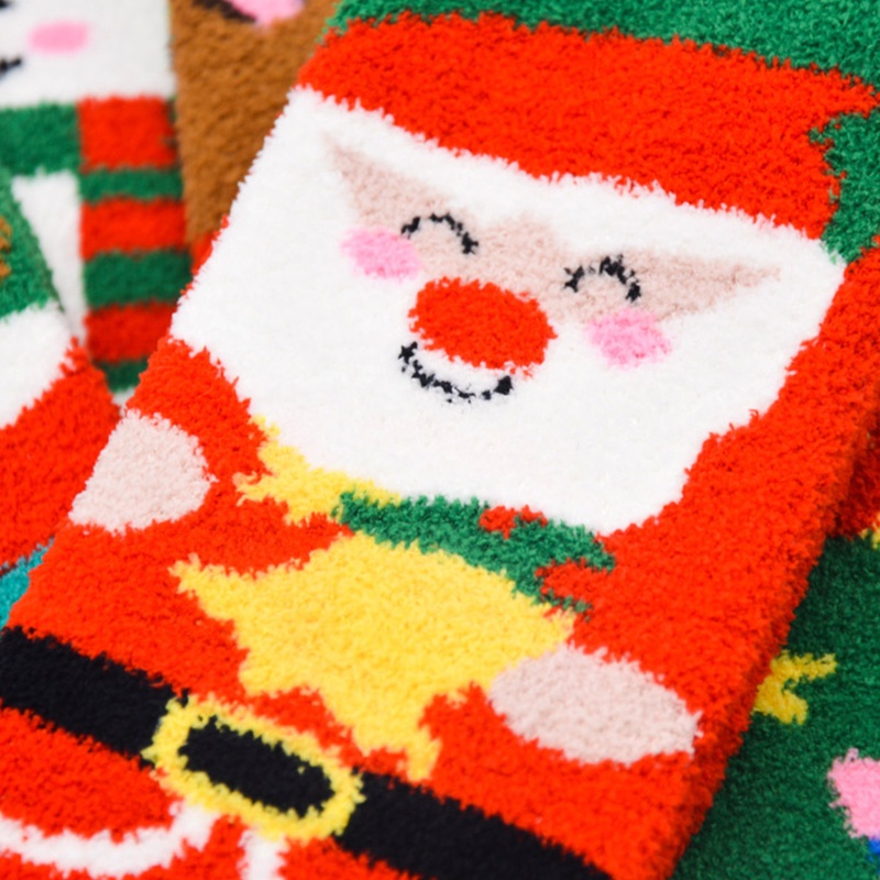 Set 10 Cặp Vớ Nhung Họa Tiết Giáng Sinh Hoạt Hình Nhiều Màu Sắc Giữ Ấm Mùa Đông Cho Nữ