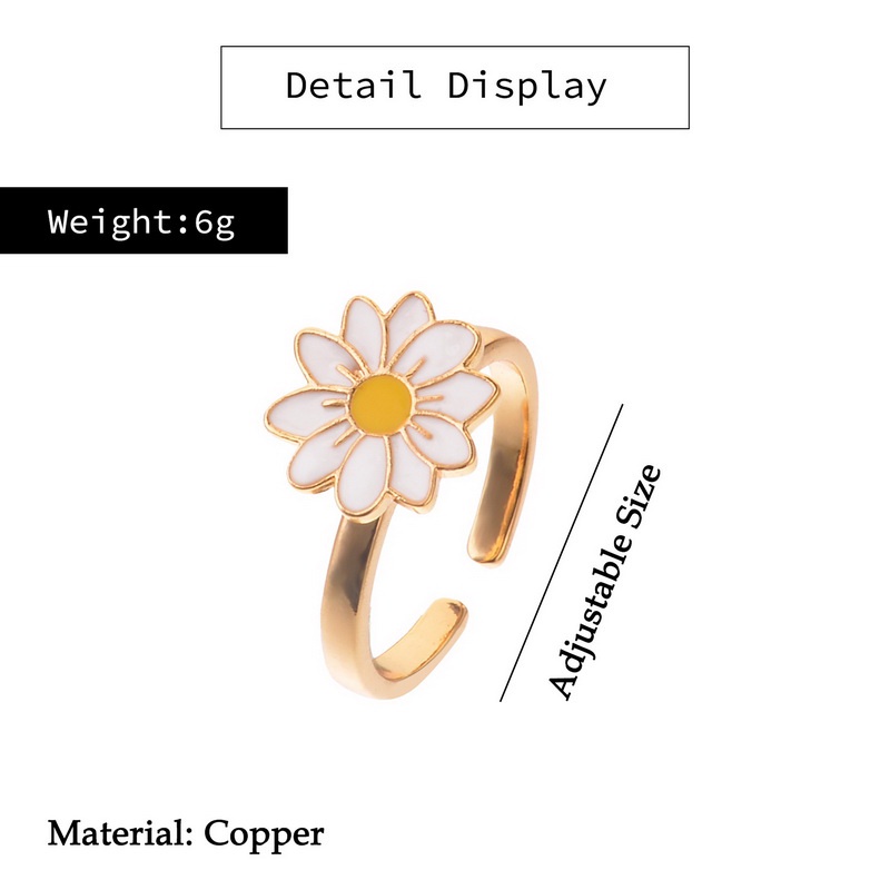Nhẫn Hở Bằng Đồng Thau Họa Tiết Hoa Cúc Và Bướm Có Thể Điều Chỉnh Được