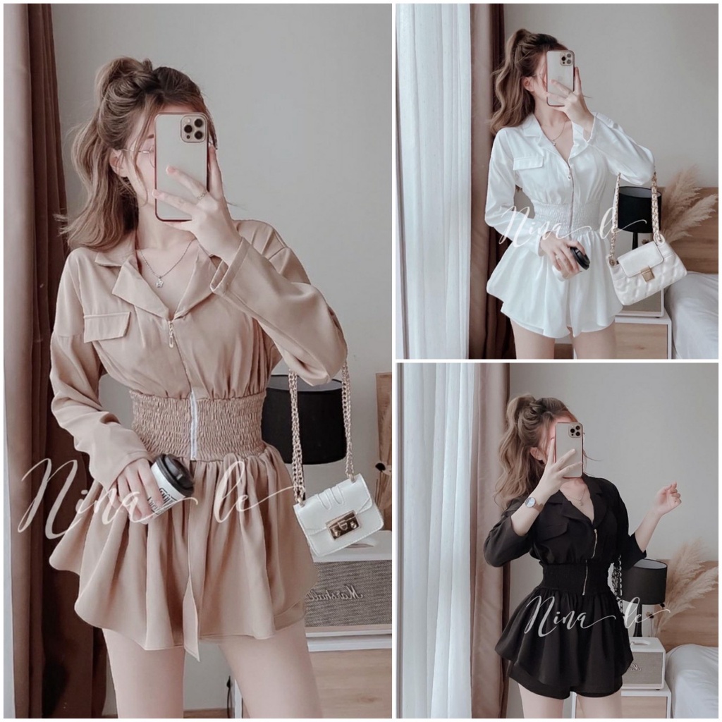 set  đồ nữ  áo cổ vest chun eo, bộ đồ nữ công sở cá tính. | BigBuy360 - bigbuy360.vn