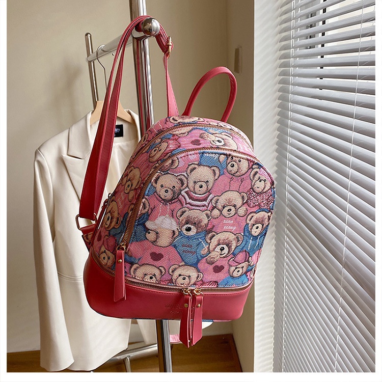 Ba lô CHUWANGLIN bằng da PU hình gấu dễ thương dành cho nữ