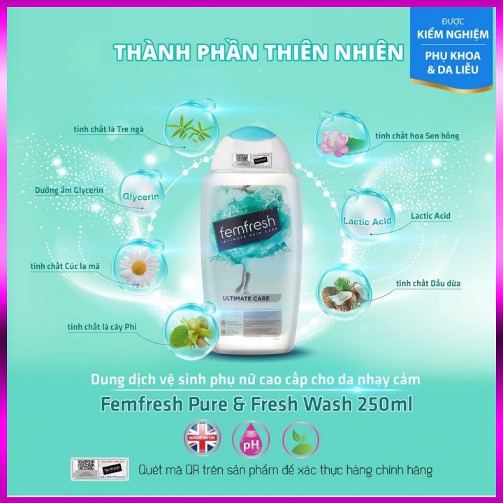 [Hàng Chuẩn] Dung Dịch Vệ Sinh Phụ Nữ Cao Cấp Anh Quốc Dùng Hằng Ngày Femfresh Daily Intimate Wash 250ml - Pink Shop